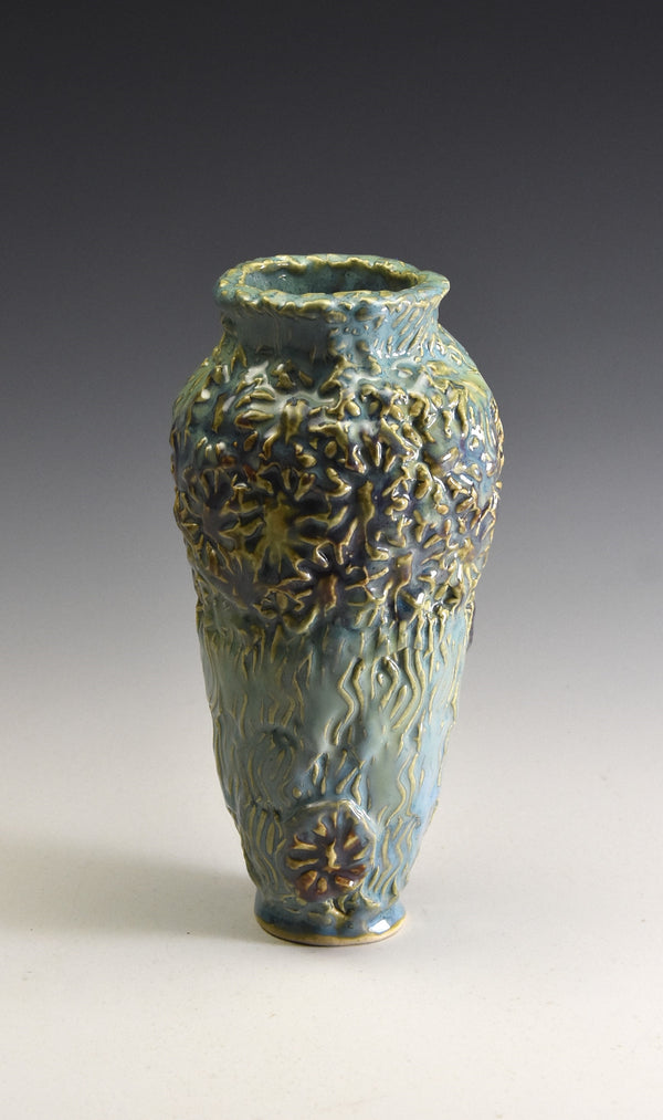 Classic Textured Med Vase in seafoam and lavender