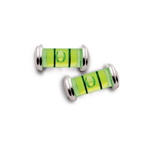 Level earrings in sterling silver on a post. Bright green tubular levels.