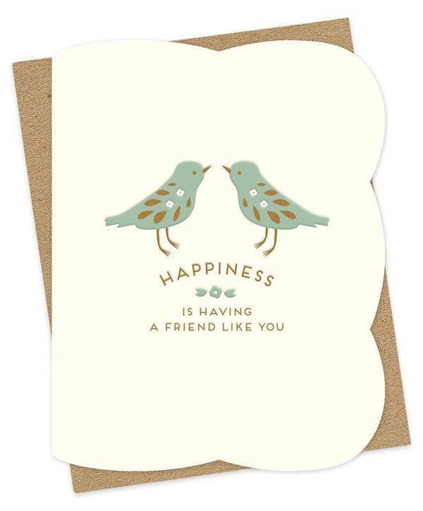 Happy Birds Letterpress Love Card (Happiness is Having a Friend Like You)