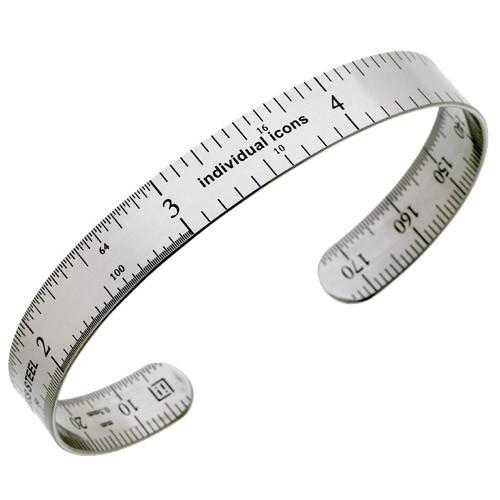 Men's ruler bracelet- inches- stainless steel, 3/8