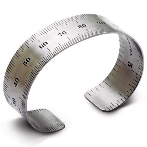 Metric ruler bracelet, stainless steel, 1.5 cm wide. High grade stainless steel.
