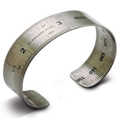 ruler bracelet, inches, 3/4 wide, high grade stainless steel.