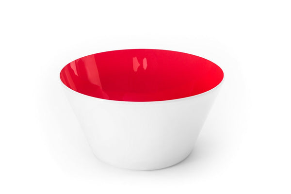 A Red handblown glass bowl. Made in the USA from Serve Kindness.