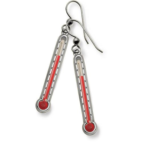 thermometer earrings, sterling silver and functioning thermometers. French wire earring backs.