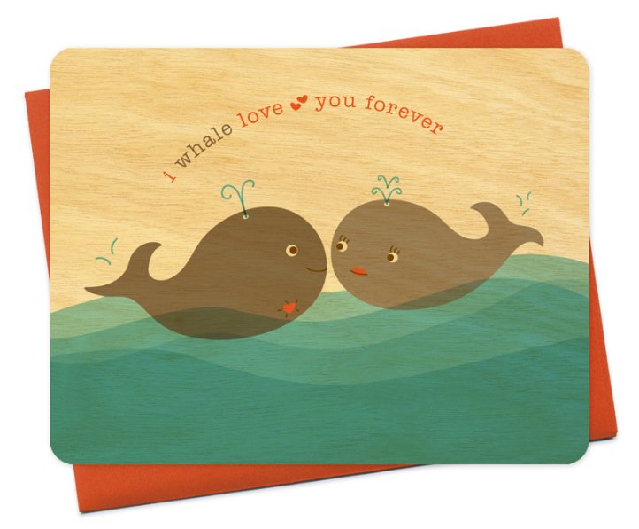 Whale Love You Wood Card