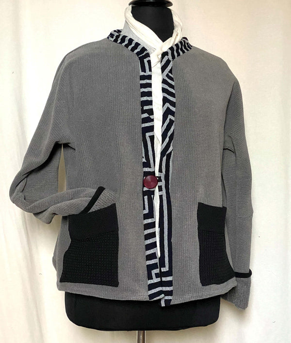 Gray Grid Fleece Jacket