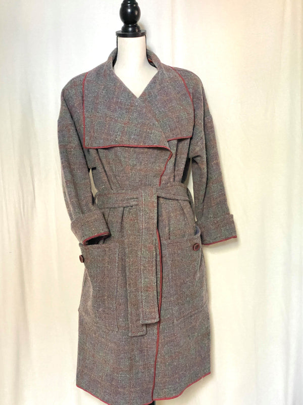 Loop Yarn Tweed Belted Down Coat-