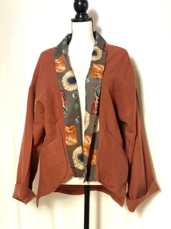 Burnt Orange Linen Jacket or Topper